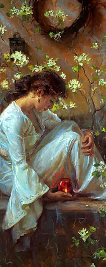 Женщина со свечой.Даниэль Герхартц - даниэль герхартц, живопись, женщины - оригинал