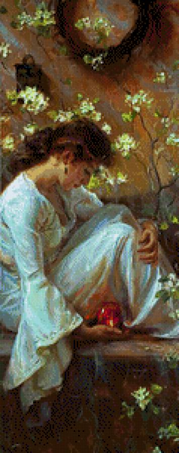 Женщина со свечой.Даниэль Герхартц - даниэль герхартц, женщины, живопись - предпросмотр