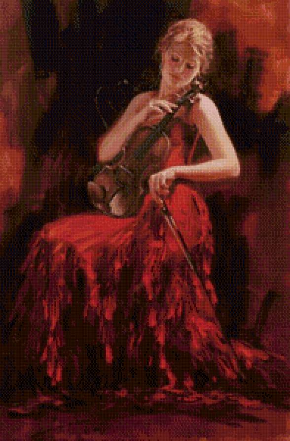 в красном - скрипка, девушка - предпросмотр