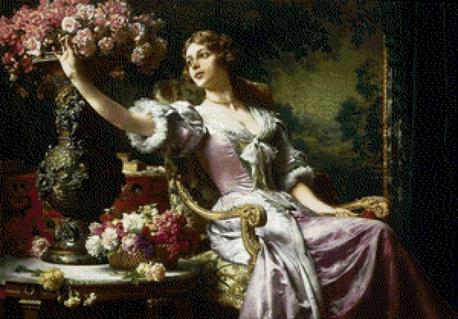 дама в лиловом - живопись - предпросмотр