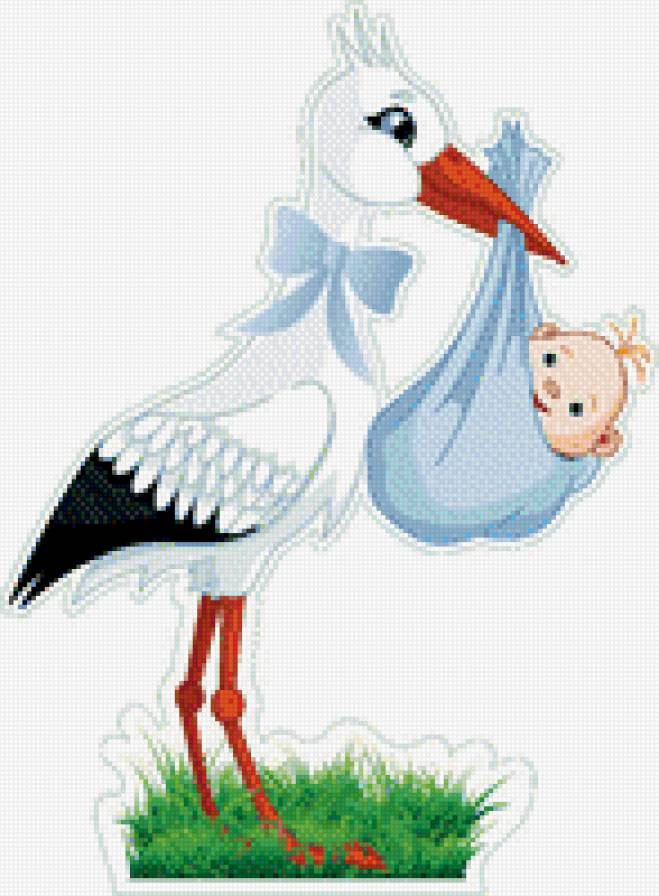 Аист с ребенком - новорожденный, метрика, аист - предпросмотр