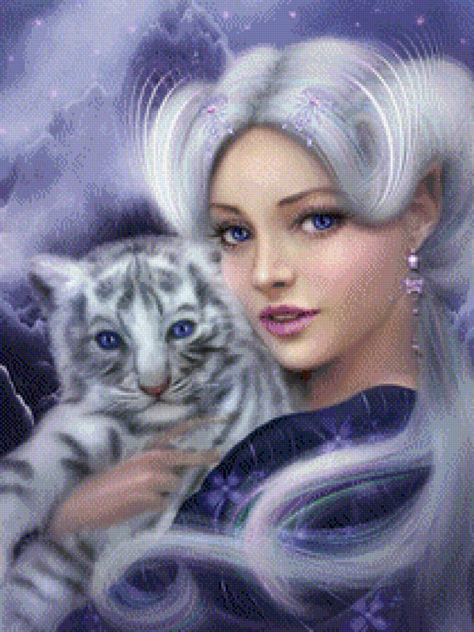 Девушка с тигрёнком - предпросмотр