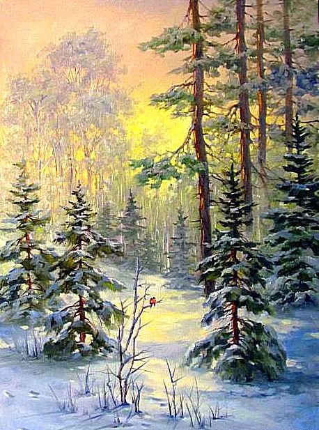 Зимний лес - день, лес, пейзаж, солнце, зима - оригинал