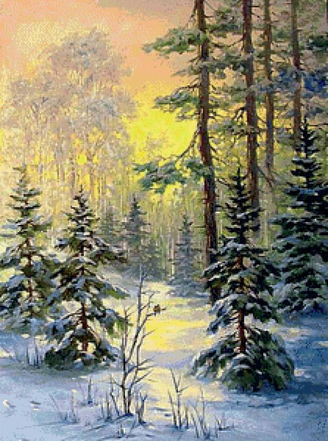 Зимний лес - пейзаж, зима, лес, солнце, день - предпросмотр