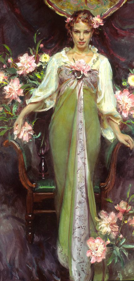 Женщина в зеленом.Даниэль Герхартц - живопись, женщины, даниэль герхартц - оригинал