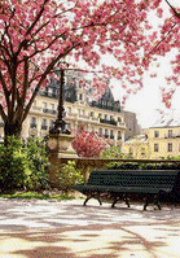 Утро - пейзажя, утро, париж, весна, цветы - предпросмотр