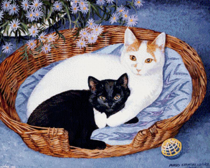 Котики в корзинке - коты, животные - предпросмотр