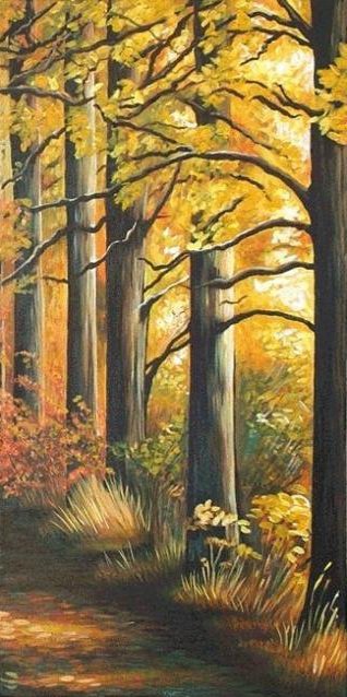 осенний парк - осень, аллея, деревья, триптих, пейзаж, парк - оригинал