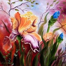 Схема вышивки «ирисы»