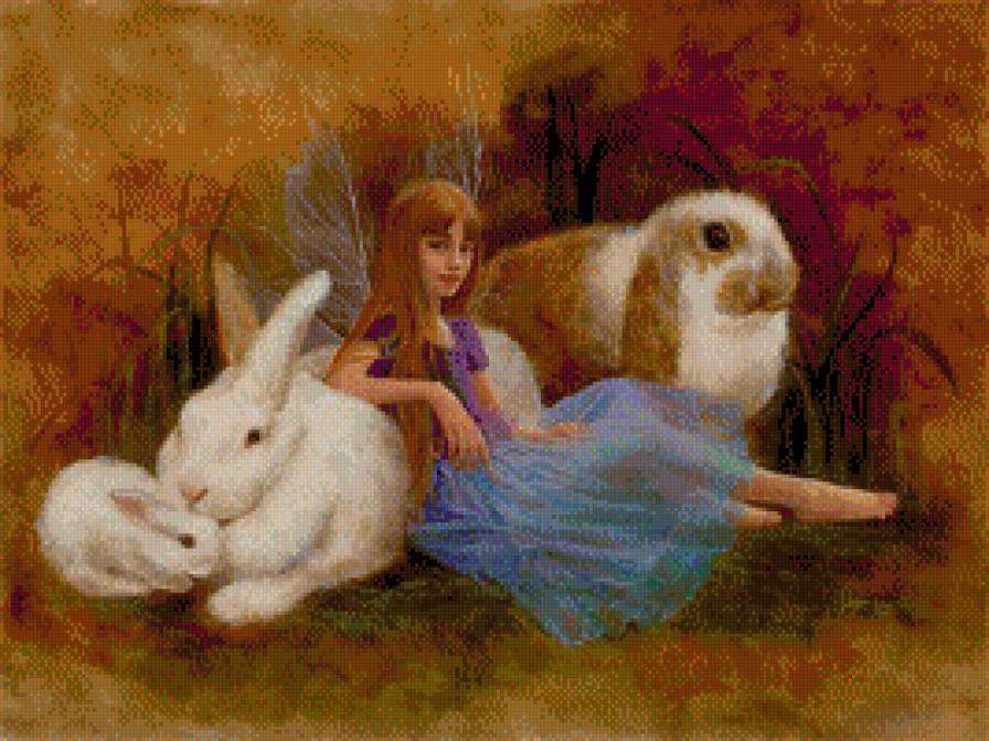 Девочка и зайцы - предпросмотр