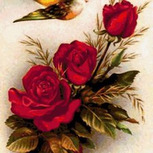 Оригинал схемы вышивки «Цветы и птичка» (№596530)