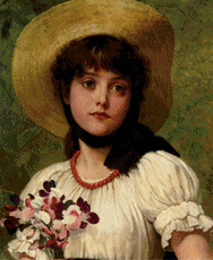 Девушка с цветами - предпросмотр