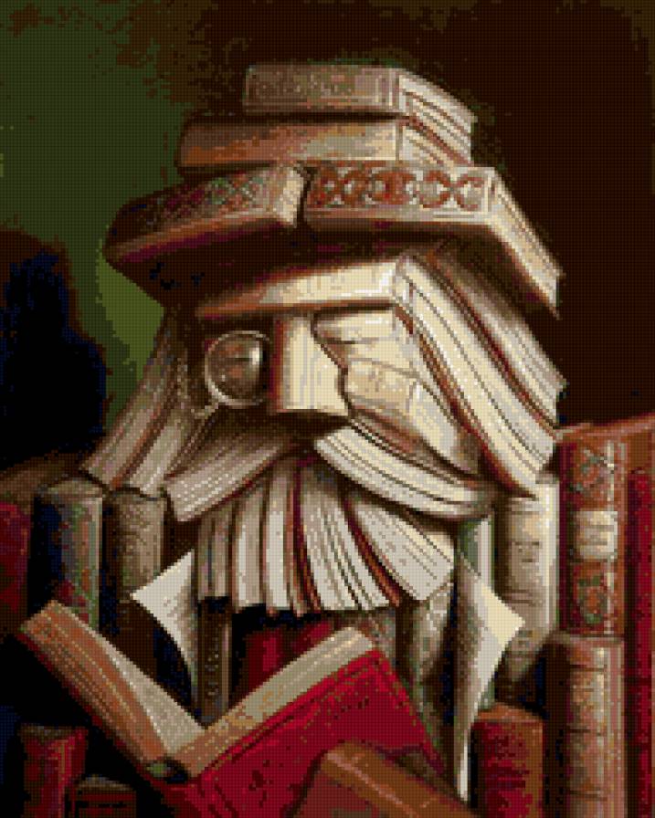 книжный дед - книголюб, старик, книги - предпросмотр