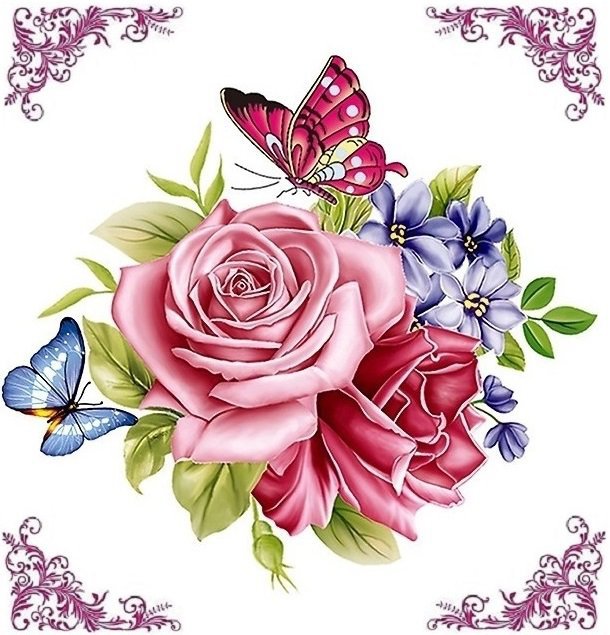 Подушка с розами - розы, бабочки, цветы, подушка - оригинал