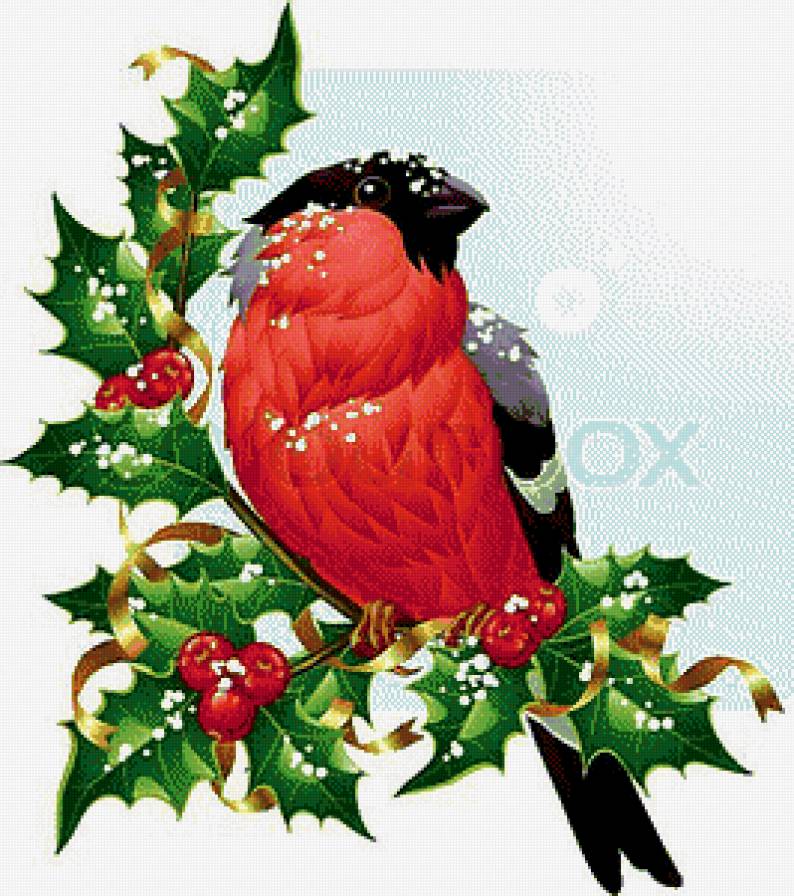 Снегирь - зима, снегири, ветка, ягоды, птицы - предпросмотр