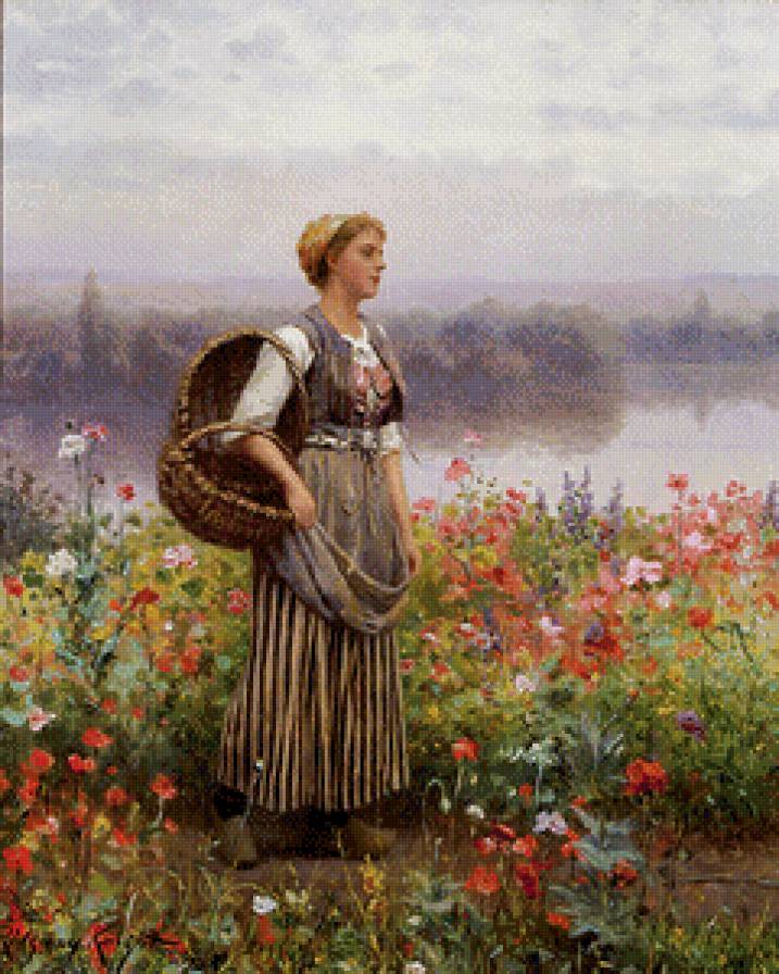 Цветочница5 - художники, цветочница, картина, девушка - предпросмотр