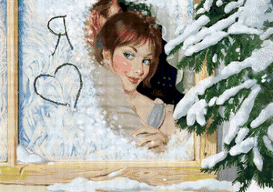 зимняя любовь - пара, девушка, любовь - предпросмотр