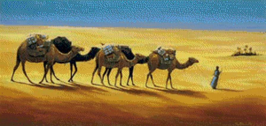 Караван пустыни - караван, пустыня, верблюд - предпросмотр