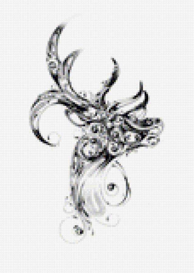 Олень - животные, графика, монохром, олень - предпросмотр
