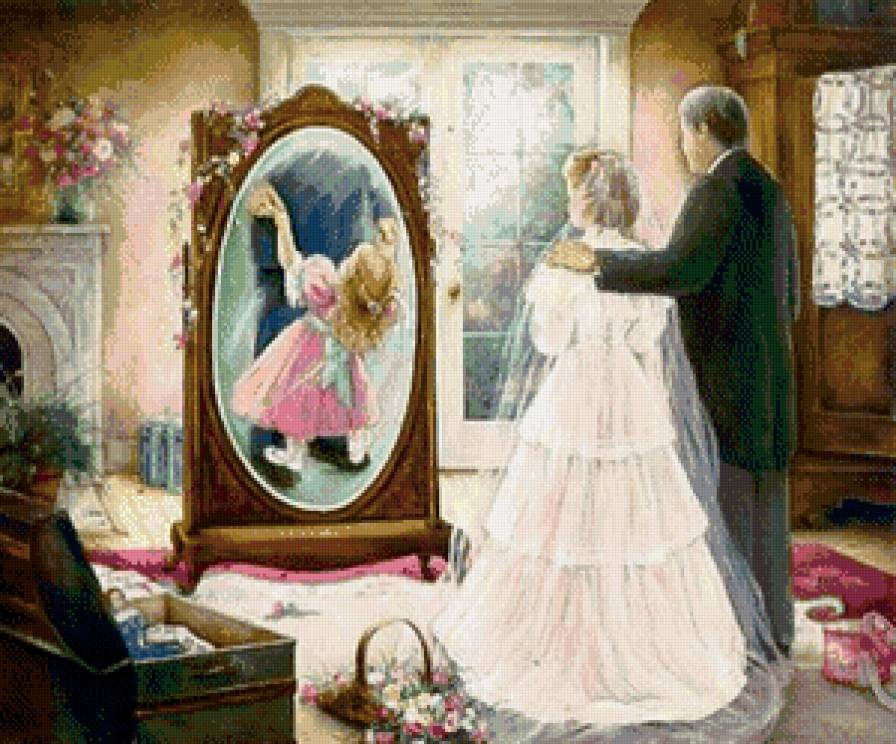 Глазами отца - дочь, невеста, у зеркала, отец - предпросмотр