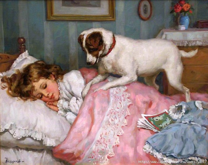 Пора вставать - собака, девочка, сон, друзья - оригинал