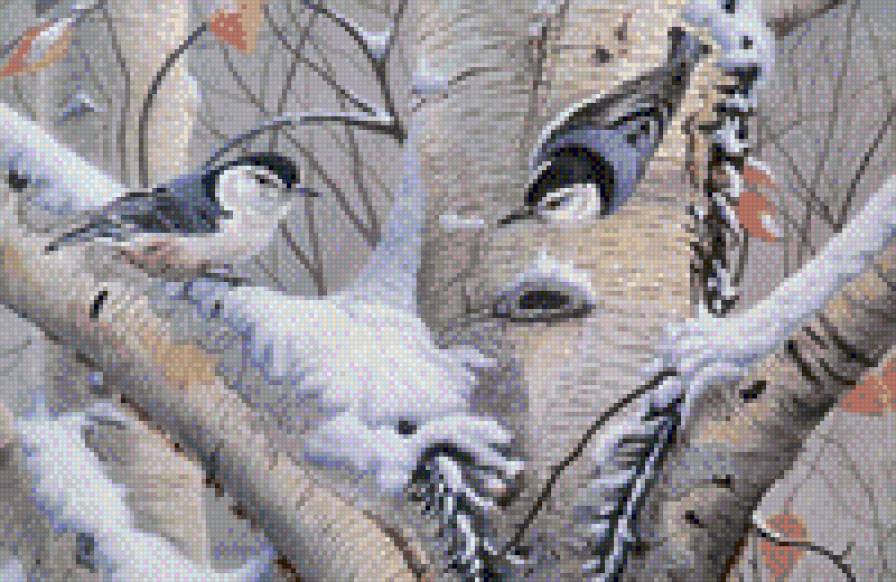 птички на дереве - птички, дерево - предпросмотр