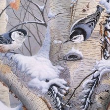 Оригинал схемы вышивки «птички на дереве» (№599366)