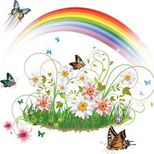 Оригинал схемы вышивки «радуга и бабочки» (№599418)