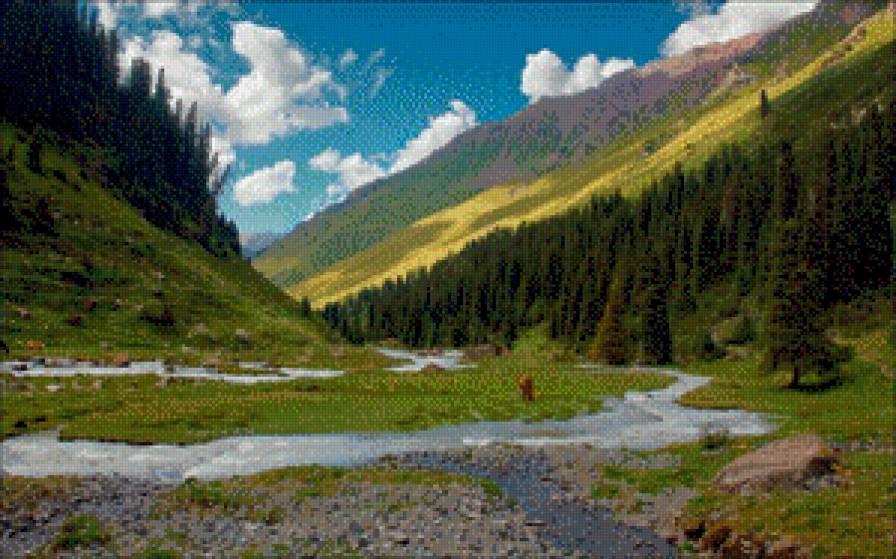 горы - зелень, горы, река, природа, пейзаж, красота - предпросмотр