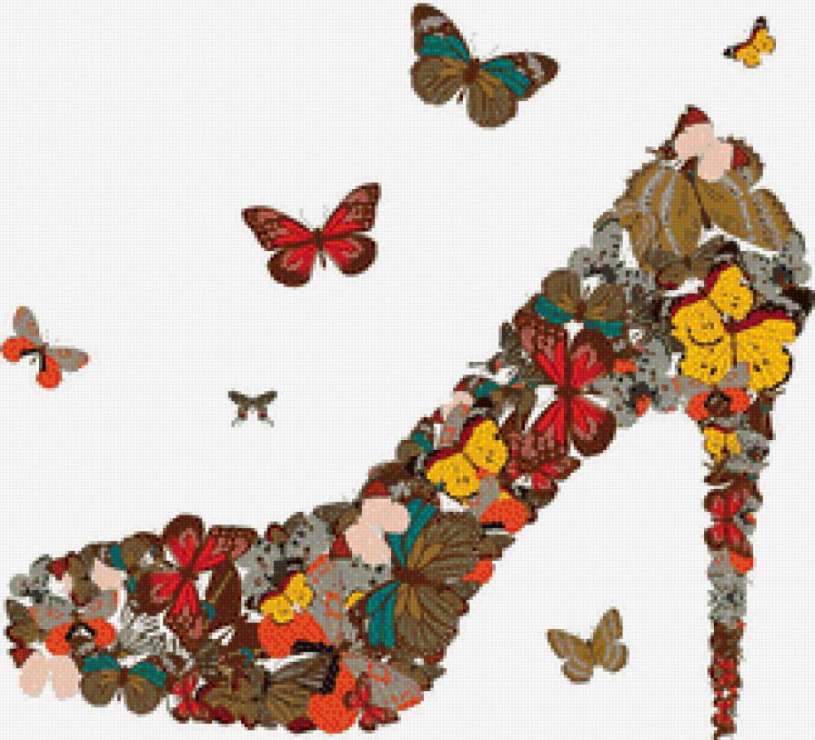 туфелька из бабочек - дамские штучки, бабочки, туфли - предпросмотр