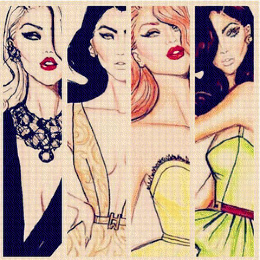 Полиптих"Гламурные девушки" - девушка, красавица, полиптих - предпросмотр
