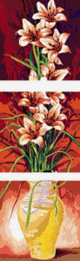 Триптих"Цветы" - натюрморт, цветы, триптих - предпросмотр