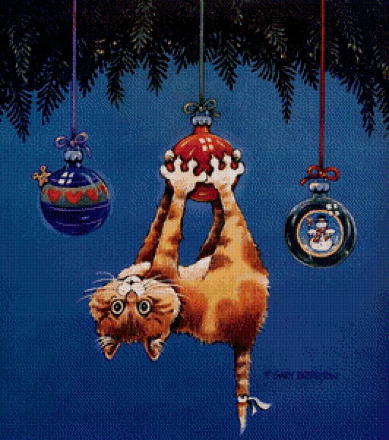 Кот на елке - коты, животные, приколы, юмор - предпросмотр