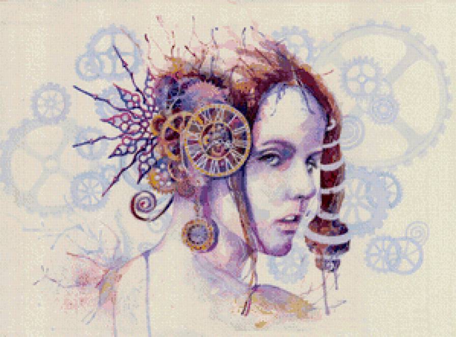 девушка - акварель, портрет, сюрреализм, девушка - предпросмотр