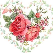 Оригинал схемы вышивки «Розы в сердце» (№600005)