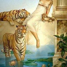 Схема вышивки «тигрица среди тигров»