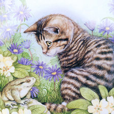 Оригинал схемы вышивки «Милый кот.Дэбби Кук» (№600248)