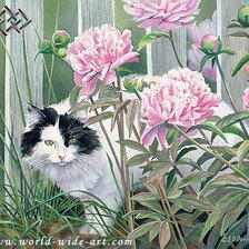 Схема вышивки «спрятался в пионах»