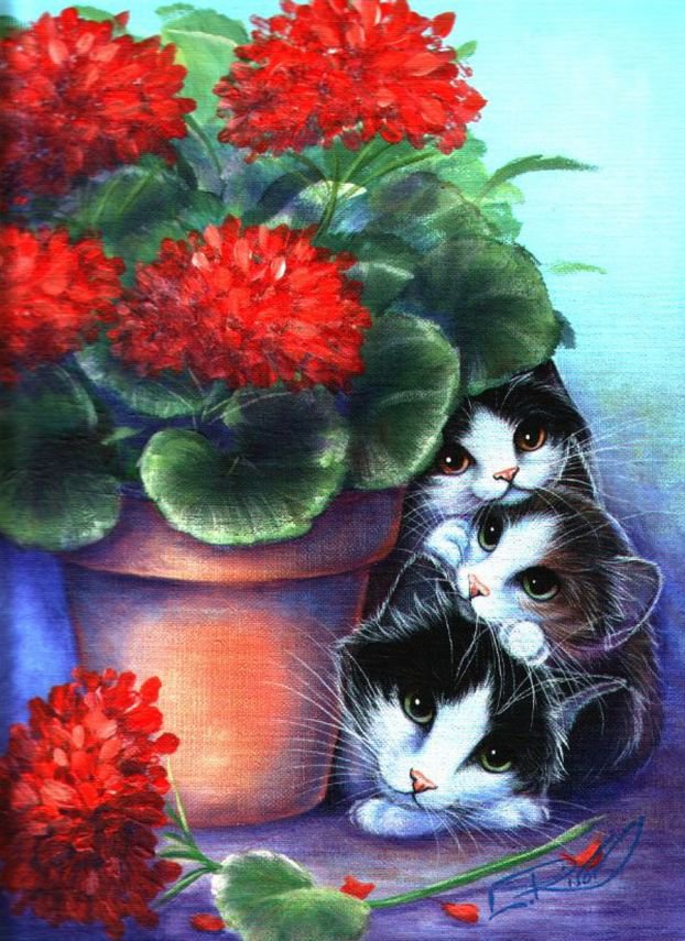 Пушистики - коты, цветы, животные - оригинал