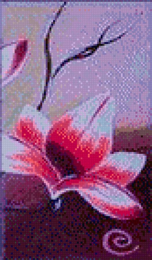 fler-4 - орхидея, сакура, цветы, триптих - предпросмотр