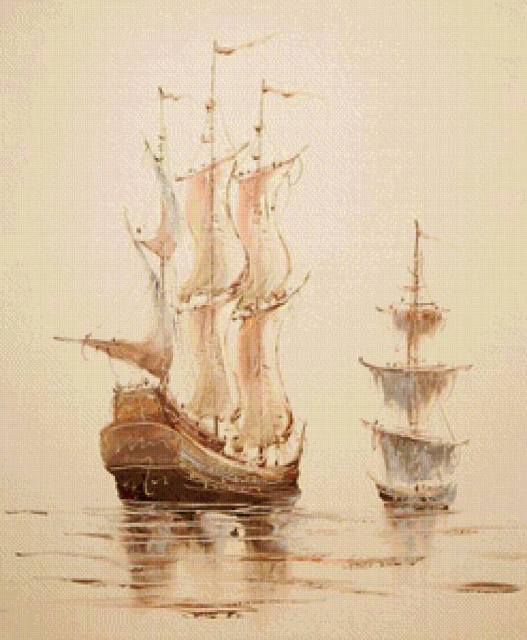 корабли - море корабль акварель - предпросмотр