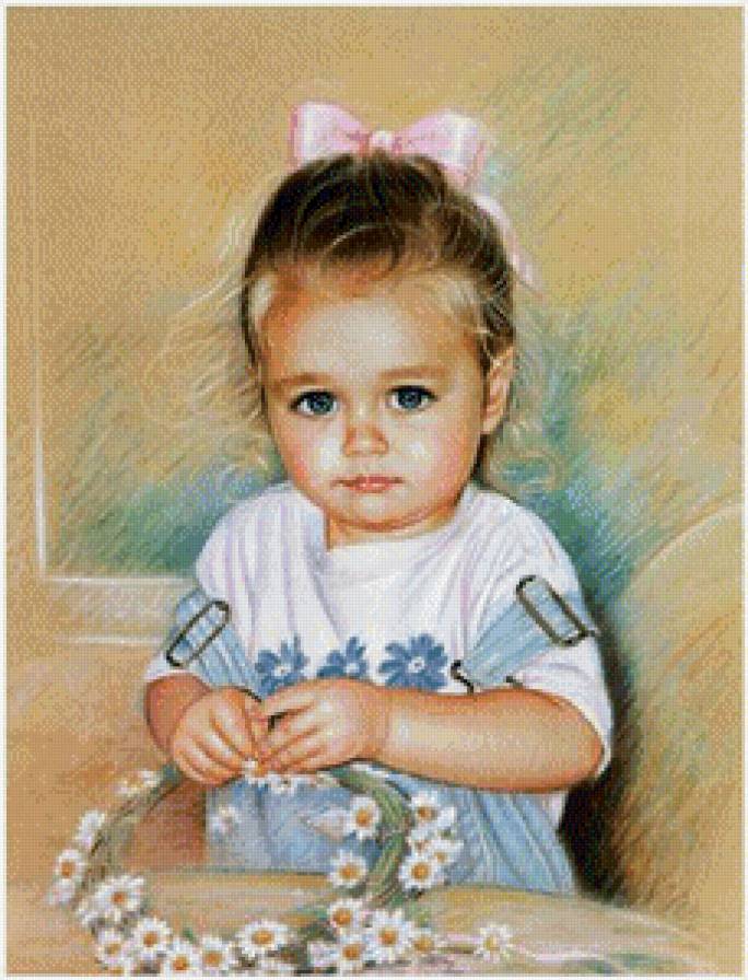 Малышка с веночком - цветы, венок, дети, девочка, детская - предпросмотр