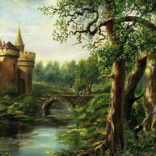 Оригинал схемы вышивки «Замок в лесу» (№600681)