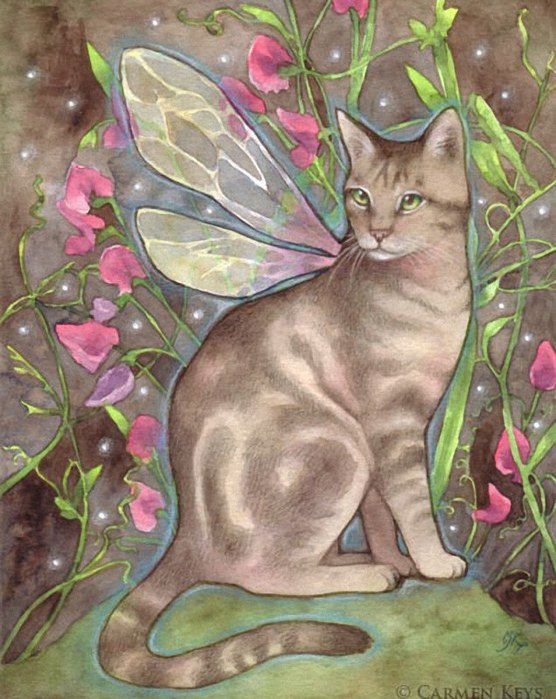 Кошечка с крылышками - фэнтези, животные, коты - оригинал
