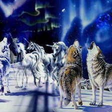 Схема вышивки «волки и лошади»