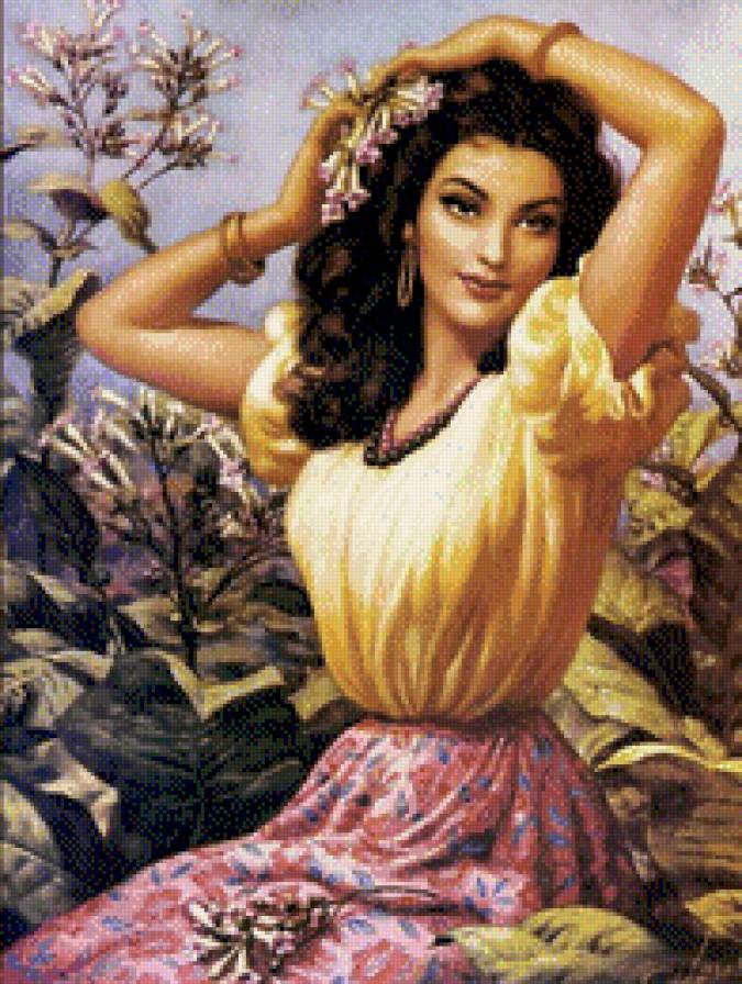 девушка с цветами - цветы, девушка - предпросмотр