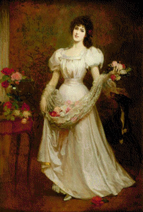 дама с цветами - девушка - предпросмотр