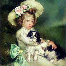 Оригинал схемы вышивки «девочка с собачкой» (№601112)
