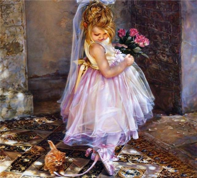 маленькая прелесть - котенок, дети, малышка, девочка - оригинал