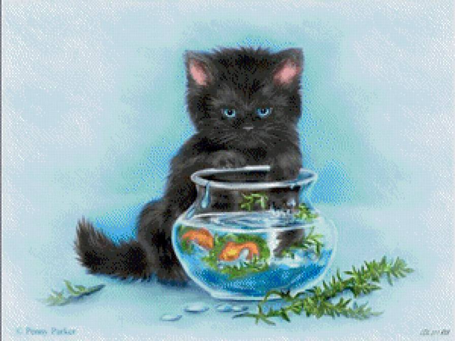 Ловись,рыбка,большая и маленькая! - юмор, коты, рыбки, приколы, животные - предпросмотр